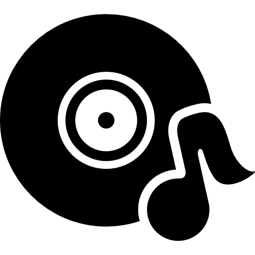 disco de música con nota musical  icono