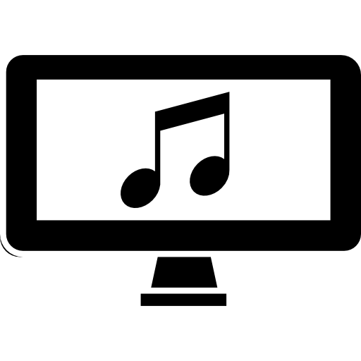 televisiescherm met muzieknoot  icoon