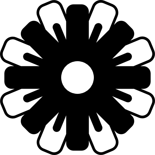 flor com variante de pétalas em preto e branco  Ícone