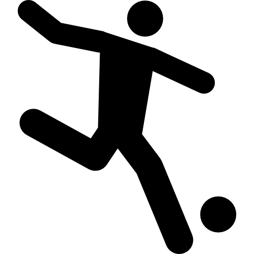 Football player running behind the ball  icon