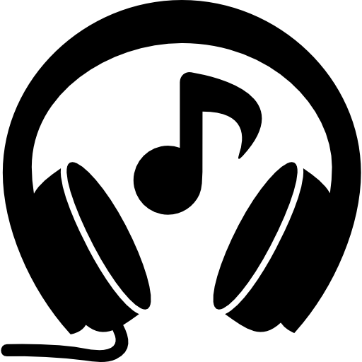 słuchawki z nutą muzyczną  ikona
