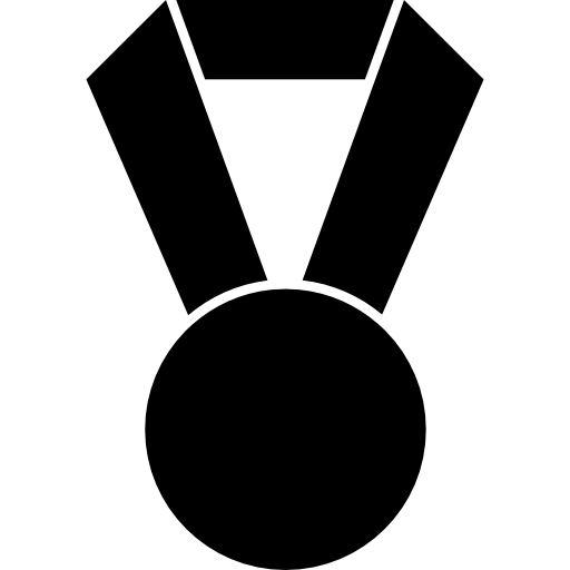 Football medal hanging of a ribbon in black shaped  icon