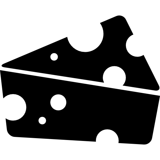 pedaço triangular de queijo com orifícios  Ícone