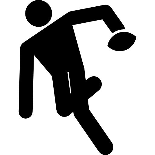 schwarze silhouette des rugbyspielers mit dem ball in der hand  icon