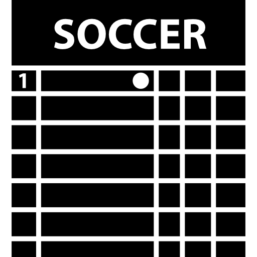Футбол или футбольное поле с результатами игр  иконка