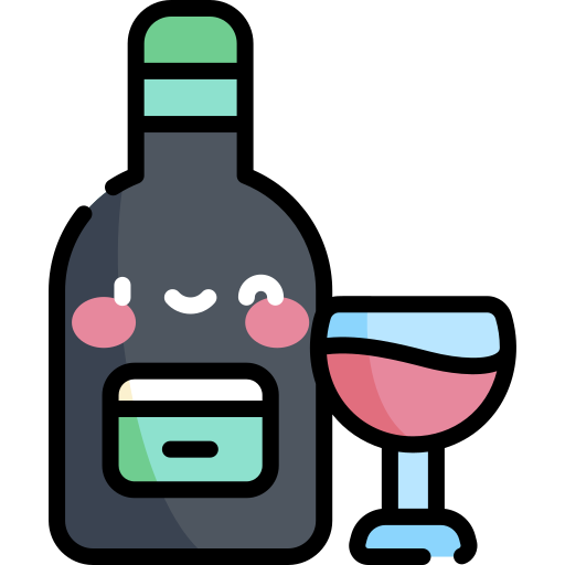 vino Kawaii Lineal color icono