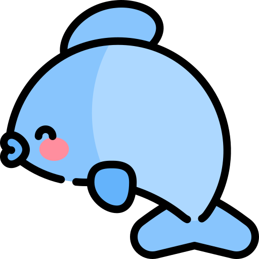 delfin Kawaii Lineal color ikona