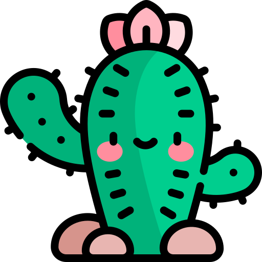 cactus Kawaii Lineal color icoon