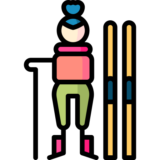 Skier Puppet Characters Lineal Color icon