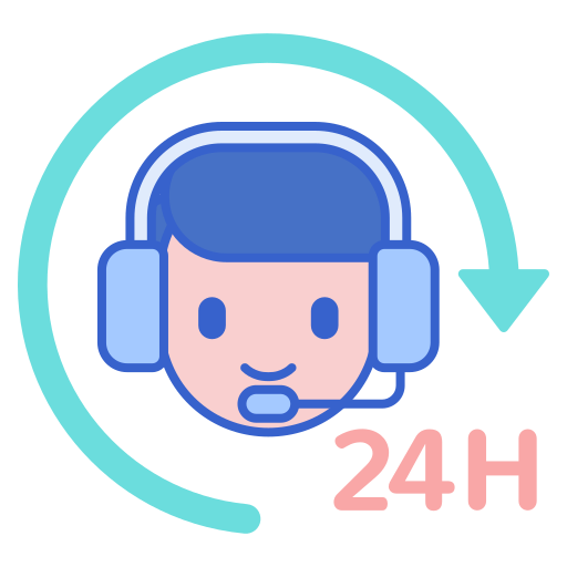 24 시간 지원 Flaticons Lineal Color icon