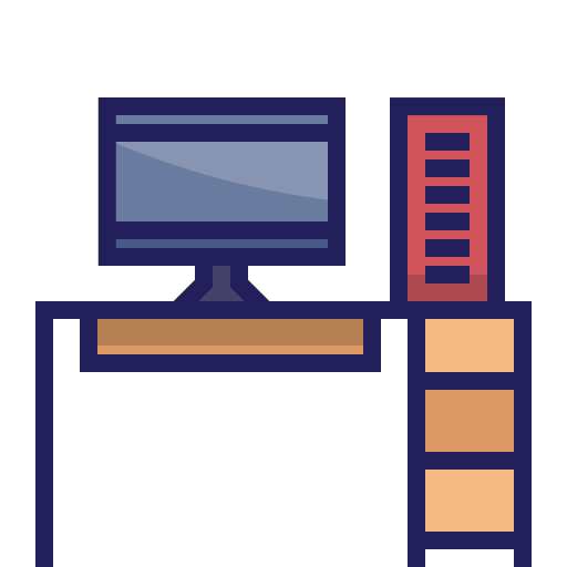 computadora de escritorio Mangsaabguru Lineal Color icono