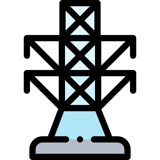 Electricity tower Detailed Rounded Lineal color icon