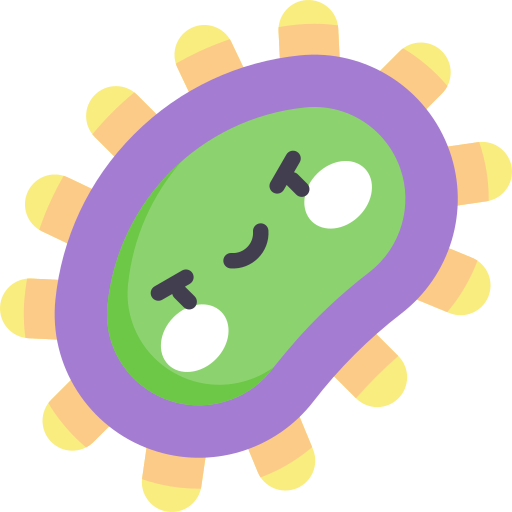 bakteria Kawaii Flat ikona