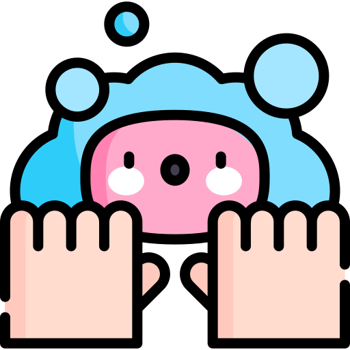 lavarsi le mani Kawaii Lineal color icona