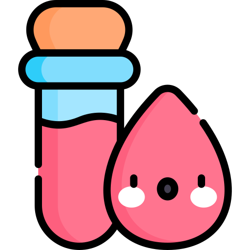 bloed test Kawaii Lineal color icoon
