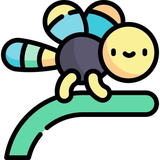 libélula Kawaii Lineal color icono