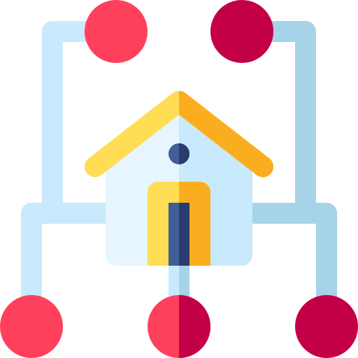 Домашняя сеть Basic Rounded Flat иконка