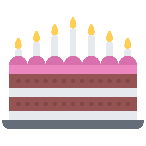 Birthday cake Coloring Flat icon