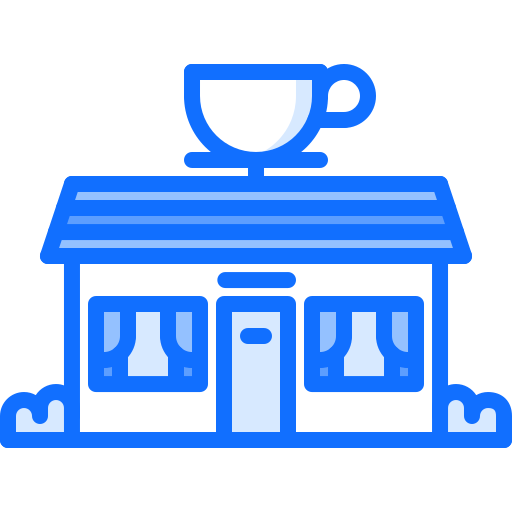 Coffee shop Coloring Blue icon