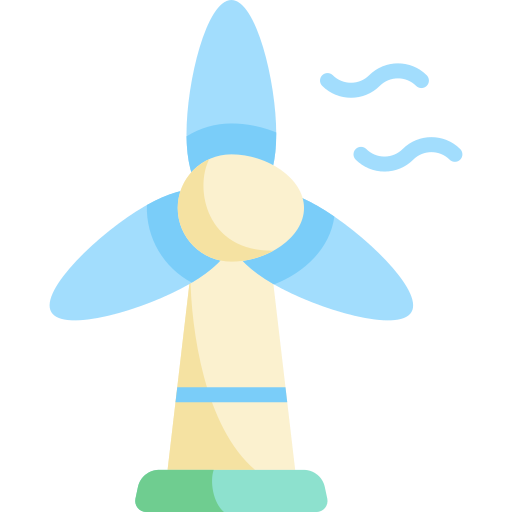 turbina eolica Kawaii Flat icona