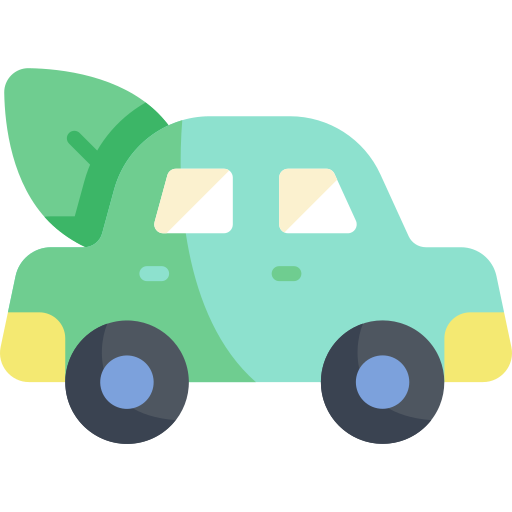 coche ecológico Kawaii Flat icono
