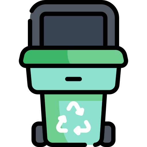 papelera de reciclaje Kawaii Lineal color icono
