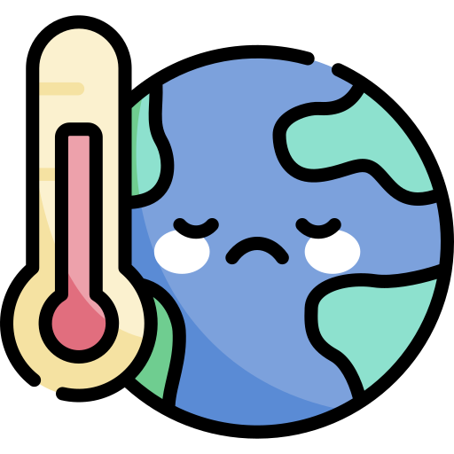globalne ocieplenie Kawaii Lineal color ikona