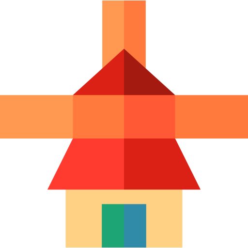 kinderdijk windmühlen Basic Straight Flat icon