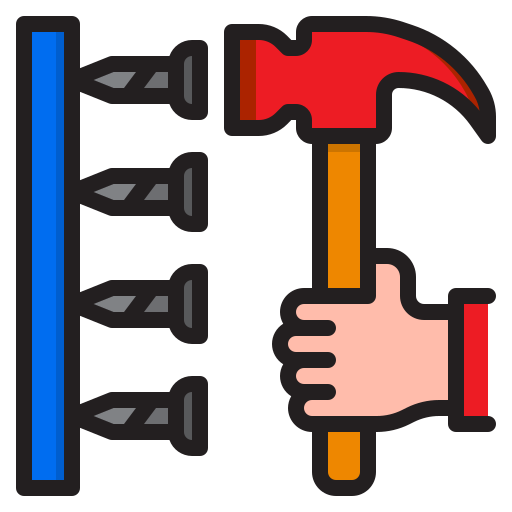 Hammer srip Lineal Color icon