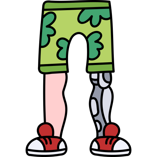 noga robota Hand Drawn Color ikona
