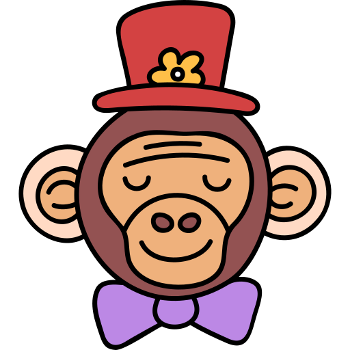 małpa Hand Drawn Color ikona