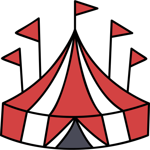 tenda de circo Hand Drawn Color Ícone