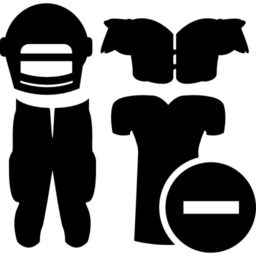 il giocatore di rugby veste l'attrezzatura con un simbolo meno  icona