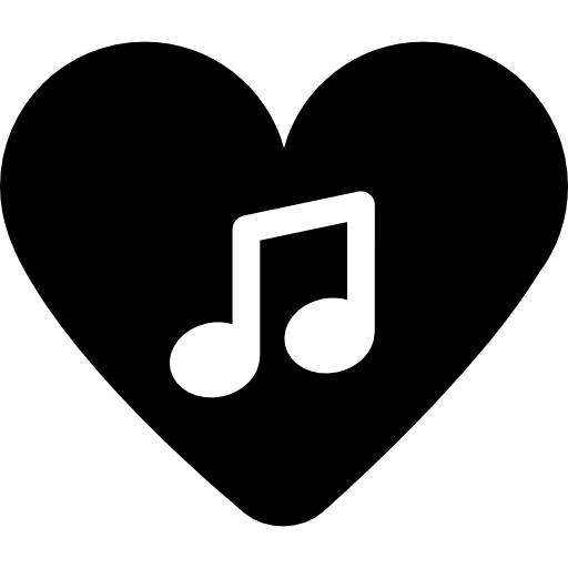 Music note inside a heart  icon