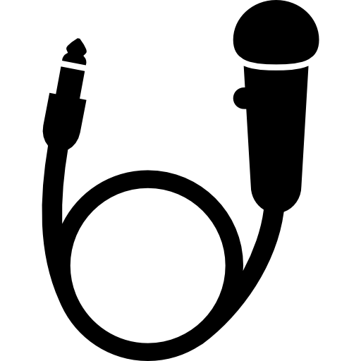 okrągły mikrofon z przewodem i gniazdem  ikona