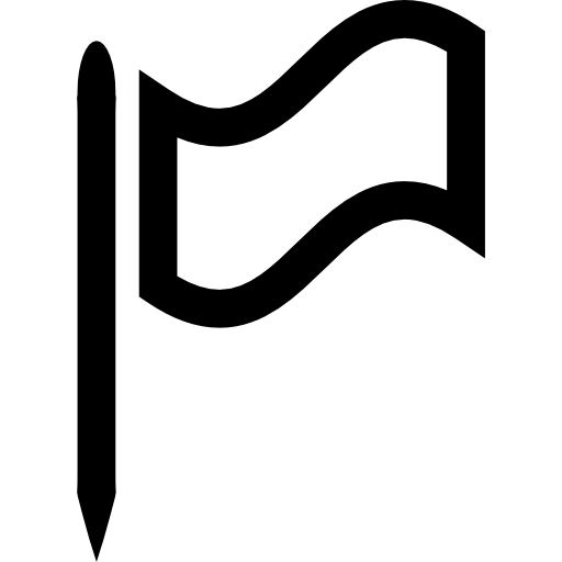 White flag outline with thin pole  icon