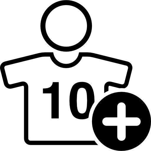 Football player wearing jersey number 10 with plus sign  icon