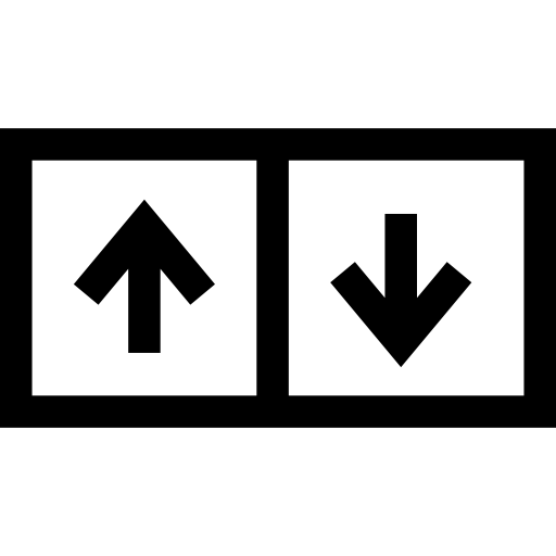 flechas hacia arriba y hacia abajo dentro de las cajas  icono
