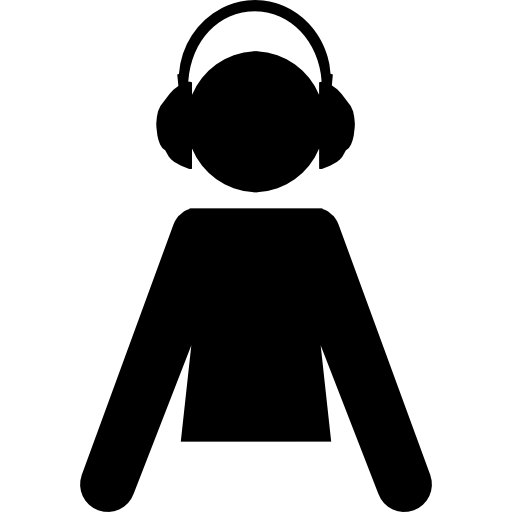 ヘッドフォンを持つ男性漫画のシルエット  icon