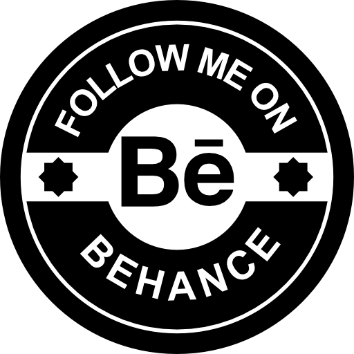 Follow me on behance retro badge  icon