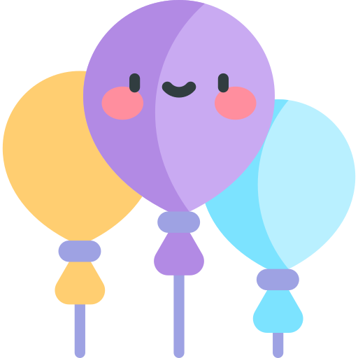 balões Kawaii Flat Ícone