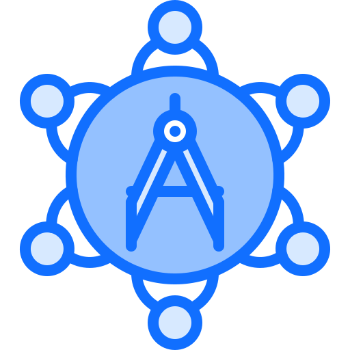 Drawing compass Coloring Blue icon