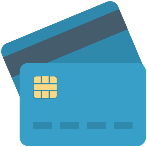 tarjeta de crédito Creative Stall Premium Flat icono