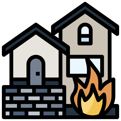 casa en llamas Surang Lineal Color icono