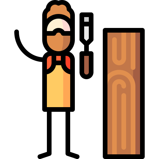 Woodworking Puppet Characters Lineal Color icon