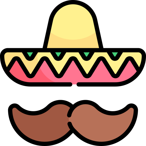 sombrero mexicano Kawaii Lineal color icono