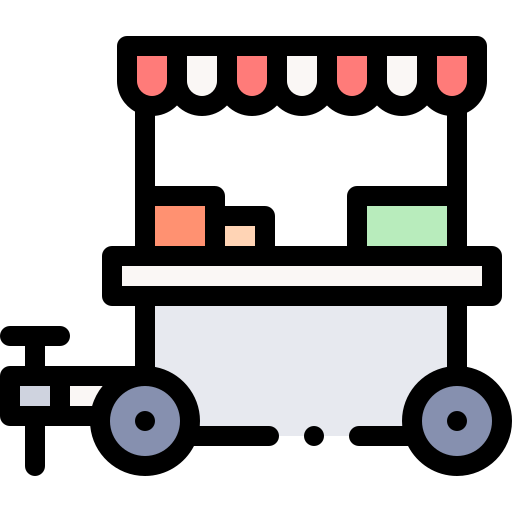 Продовольственный киоск Detailed Rounded Lineal color иконка