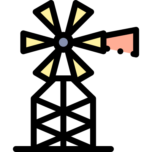 풍력 에너지 Detailed Rounded Lineal color icon