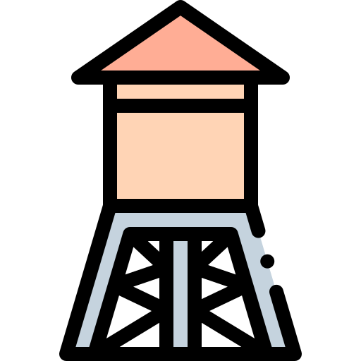 Water tower Detailed Rounded Lineal color icon