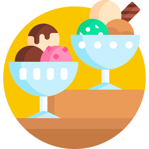 helado con frutas y nueces Detailed Flat Circular Flat icono